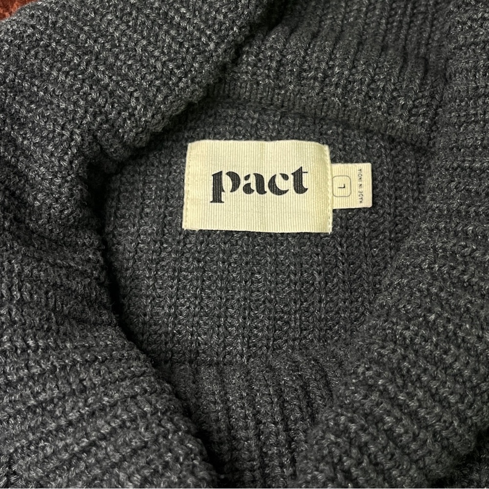 PACT - Fisherman Turtleneck Tunic Sweater 100% Cotton - Gray/Charcoal Size Large - Picture 4 of 8